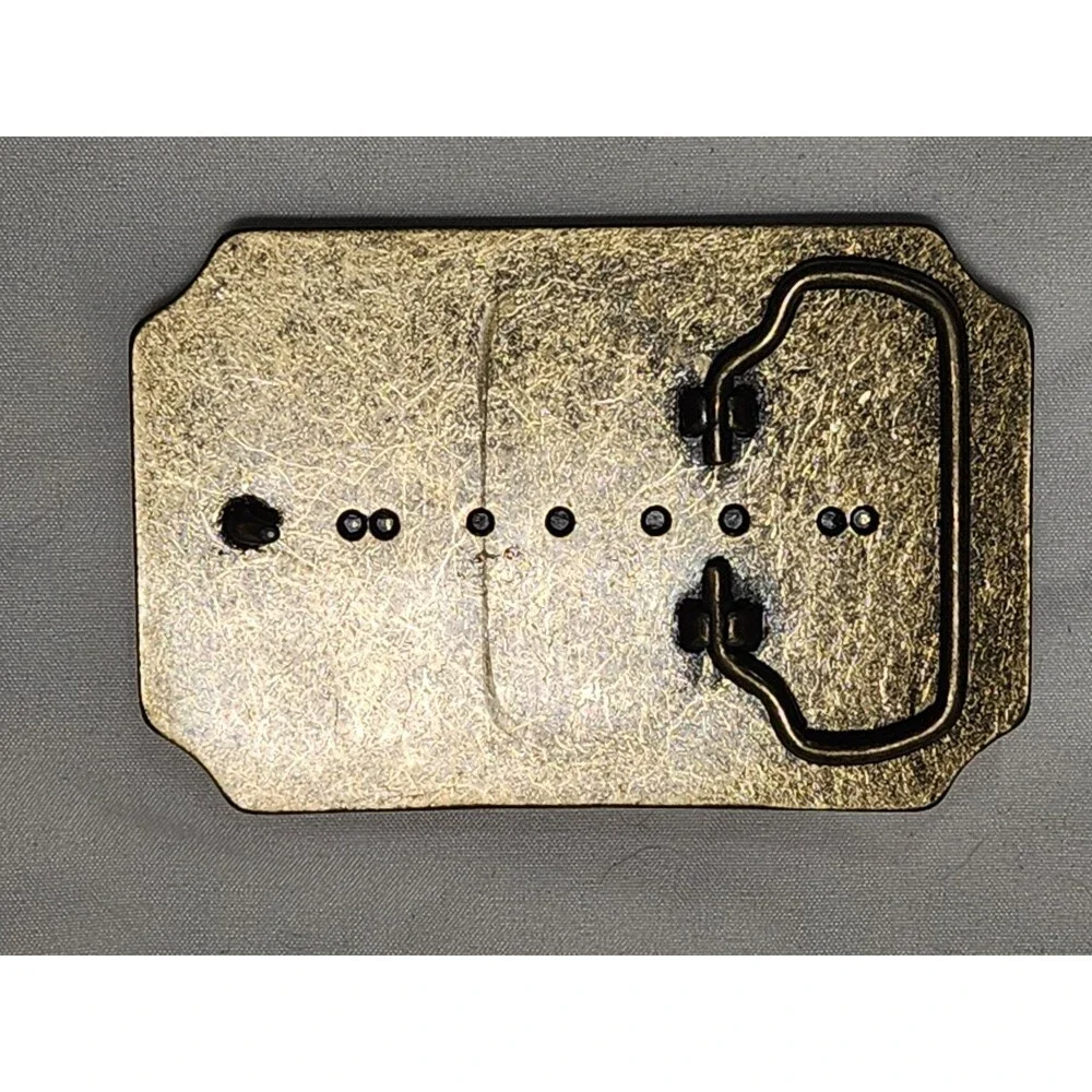 Brass Belt Buckle With Beautifully Designed Leather Inlay